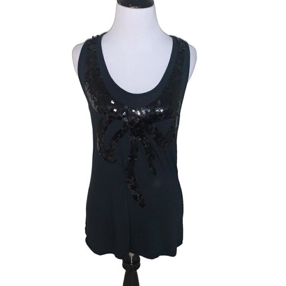 Miley Cyrus / Max Azria Women's Junior XL Tank Top w. Sequins Black Racerback - Picture 1 of 5